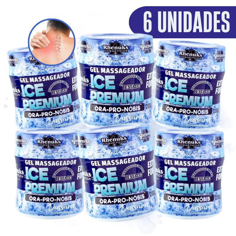 Kit 6 Gel Para Massagem Muscular Ice Premium (Ora-Pro-Nobis) 200g Rhenuks