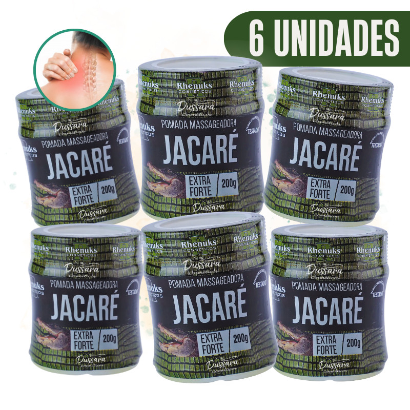 Kit c/ 6 Pomadas Para Massagem Muscular Jacaré (Extra-Forte) 200g Rhenuks