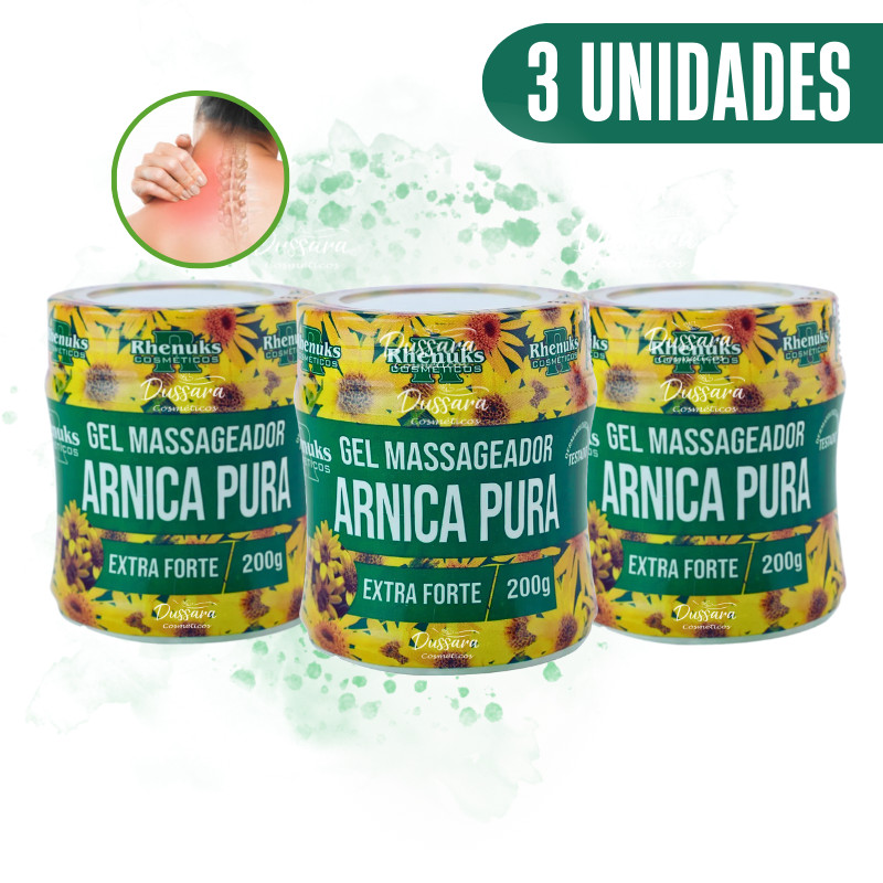 Kit c/ 3 Gel Para Massagem Muscular Arnica Pura (Extra-Forte) 200g Rhenuks