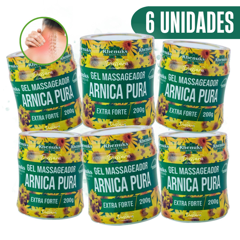 Kit c/ 6 Gel Para Massagem Muscular Arnica Pura (Extra-Forte) 200g Rhenuks em Oferta na Shopee