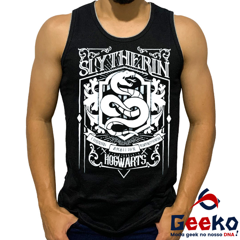 Regata Sonserina 100% Algodão Harry Potter Hogwarts Slytherin Camiseta Regata Geeko 07