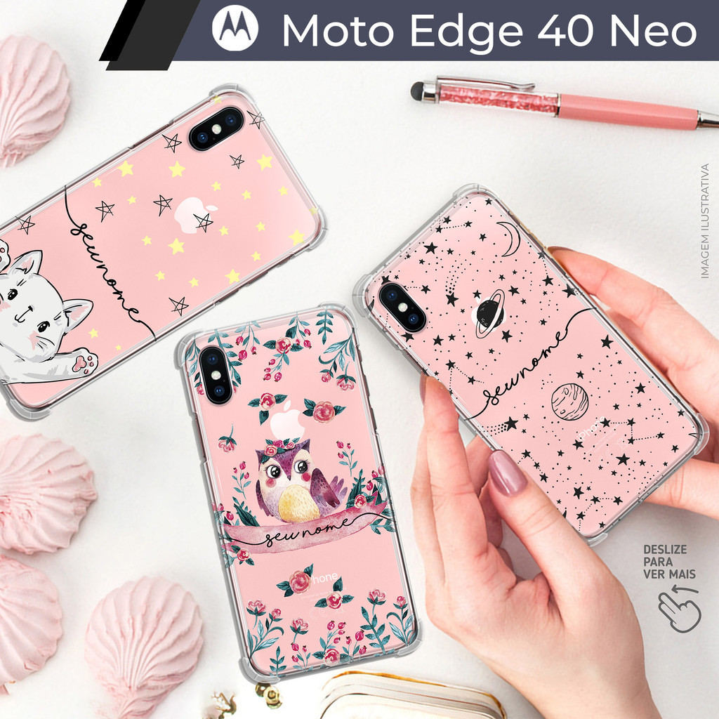 Capa Capinha - Motorola Moto Edge 40 Neo - Personalizada Transparente com Nome