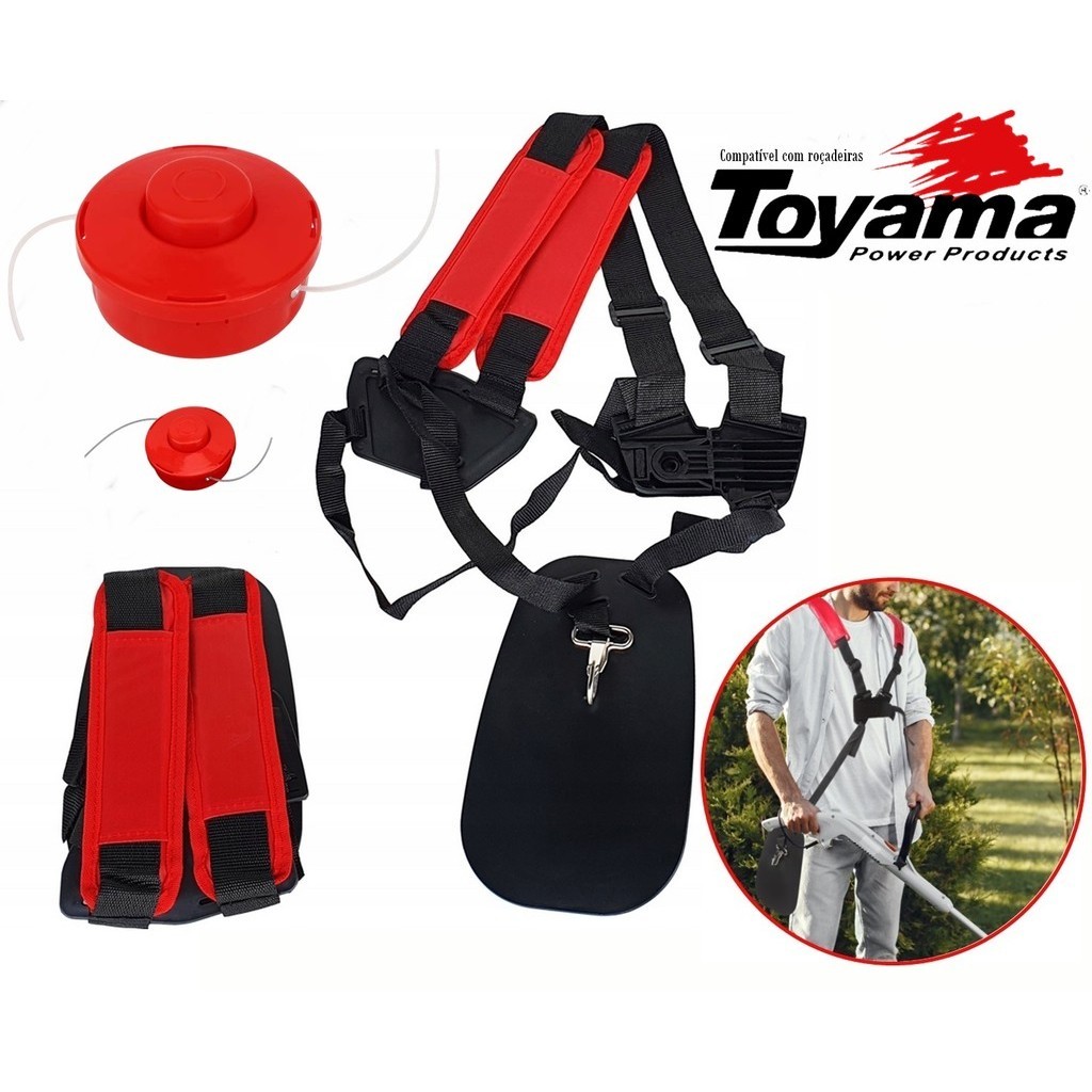 Cinto Duplo Profissional + Carretel De Nylon P/ Roçadeira Toyama Tbc 43 - Tbc 52 - Tbc 63