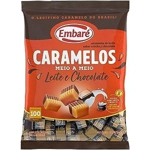 Bala Caramelo Sabor Leite e Chocolate Meio A Meio 660g Embare 100Un