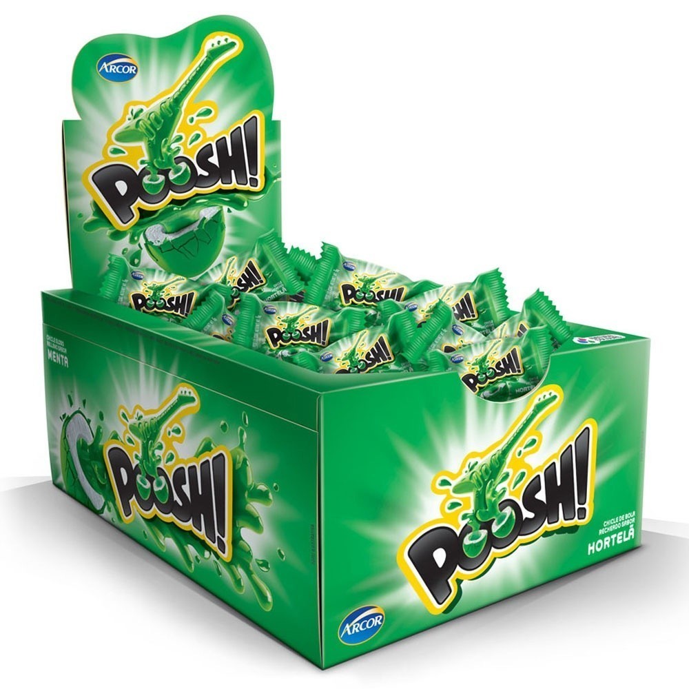 Chicle Poosh Hortela Arcor 40 chiclete Goma de Mascar