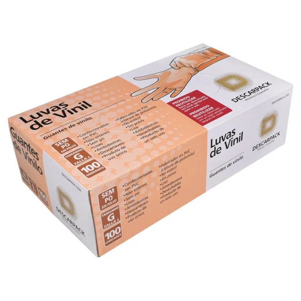 Luva de Vinil Com Pó Descarpack G 100 Unidades em Oferta na Shopee