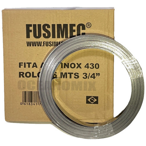 2 Rolos Fita Fusimec 3/4 Polegada Aço Inox 25 Mts + 50 Fecho