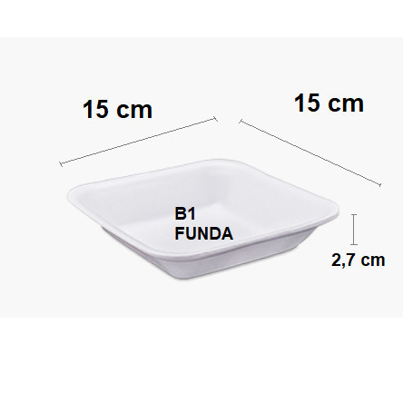 Bandeja Isopor B1 Funda 15cmx15cm 100 unidades