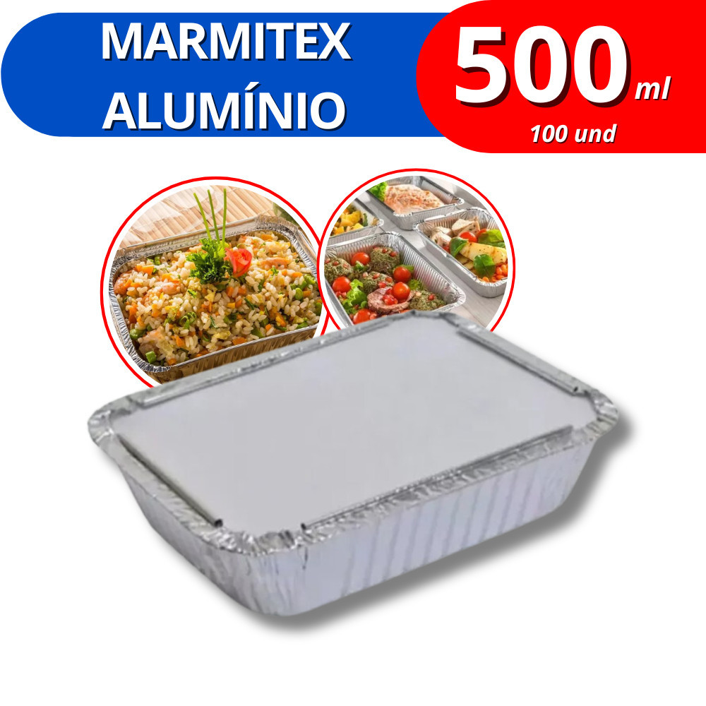 Embalagem Marmitex Alumínio 500ml Cx 100