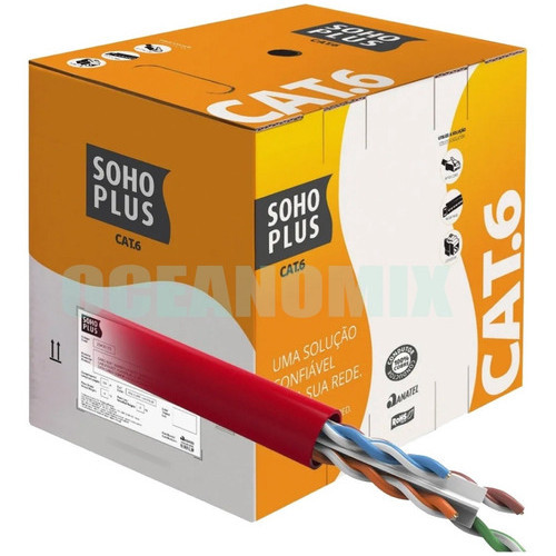 Caixa 305mts Cabo De Rede Vermelho Utp Cat6 Gigabite Furukawa Sohoplus