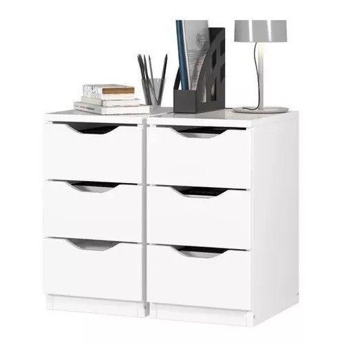 Kit 2 Armários Multiuso 100% MDP Branco, Mel Ou Preta Gaveteiro Funcional 3 Gavetas Comoda Multiuso suporte