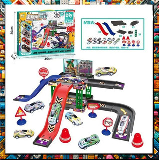 BRINQUEDO DE PLATAFORMA E RAMPA PARA CARRINHOS COM 26 PCS