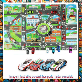 MANTA COM DESENHO DE PISTA COM CARRINHO PARA CRIANÇA 