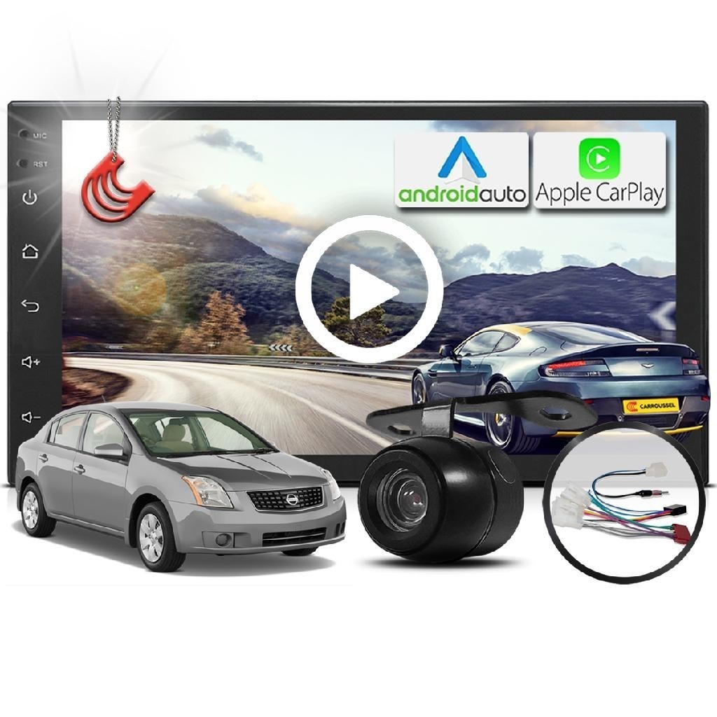 Combo Kit Central Multimidia MP5 + Camera de ré + Chicote Sentra 2008 Até 2013 AndroidAuto CarPlay - Spare Parts and Accessories for Vehicles