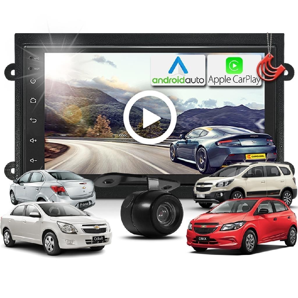 Kit Central Multimidia MP5 + Camera ré + Moldura Onix Prisma Joy Spin Cobalt - AndroidAuto CarPlay