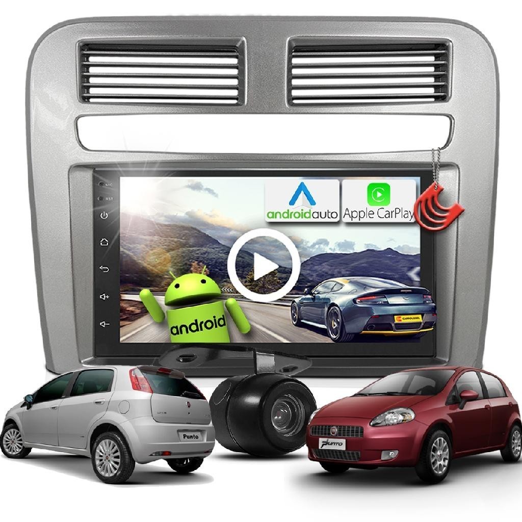 Combo Kit Central Multimidia Android MP5 7 polegadas + Camera de ré + Moldura Prata Fiat Punto em Oferta na Shopee