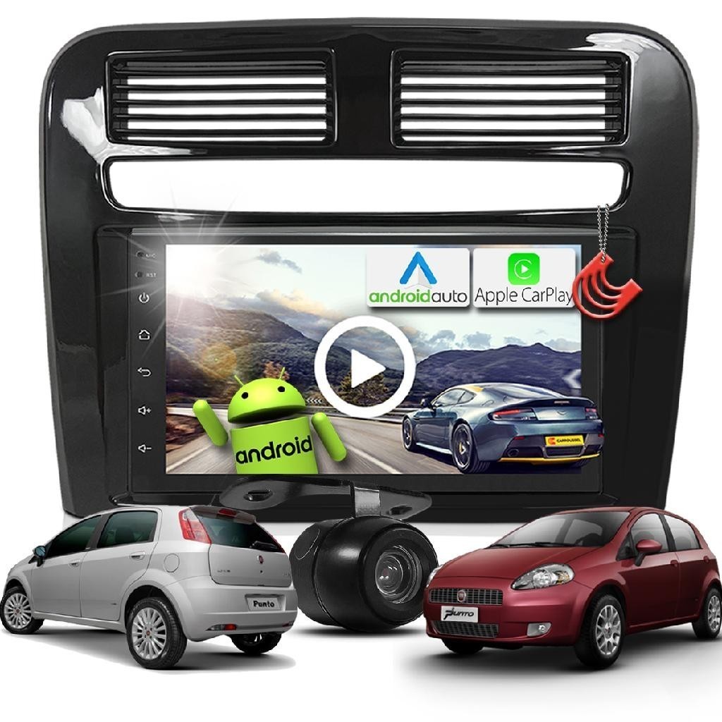Combo Kit Central Multimidia Android MP5 7 polegadas + Camera de ré + Moldura Black Piano Fiat Punto em Oferta na Shopee