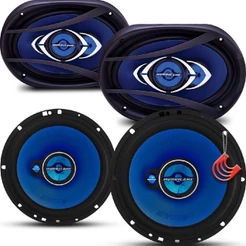 Kit Falantes 6 E 6x9 polegadas 280w Porta e Tampão Porta Mala Medio Agudo Grave Boca Hurricane Class