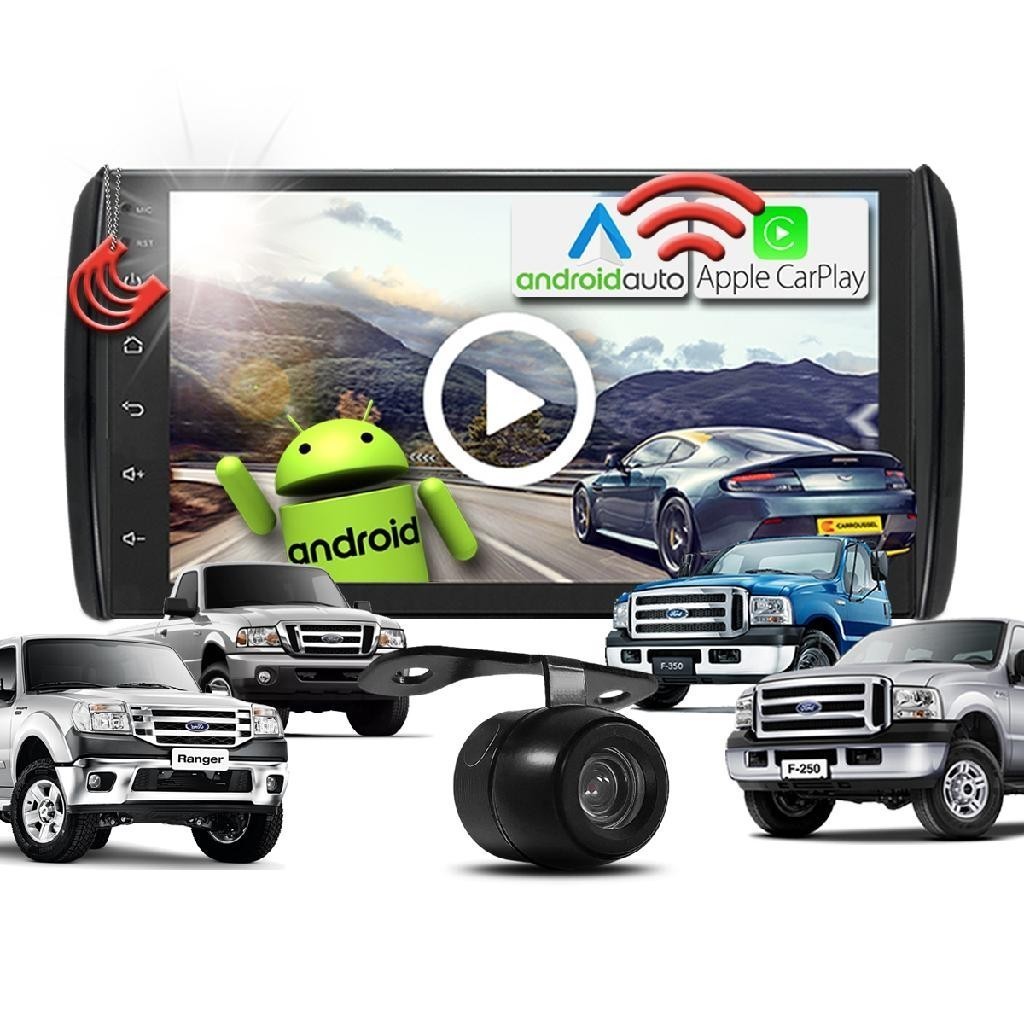 Combo Kit Central Multimidia MP5 Android + Camera de ré + Moldura Ford Ranger F250 F350 F4000