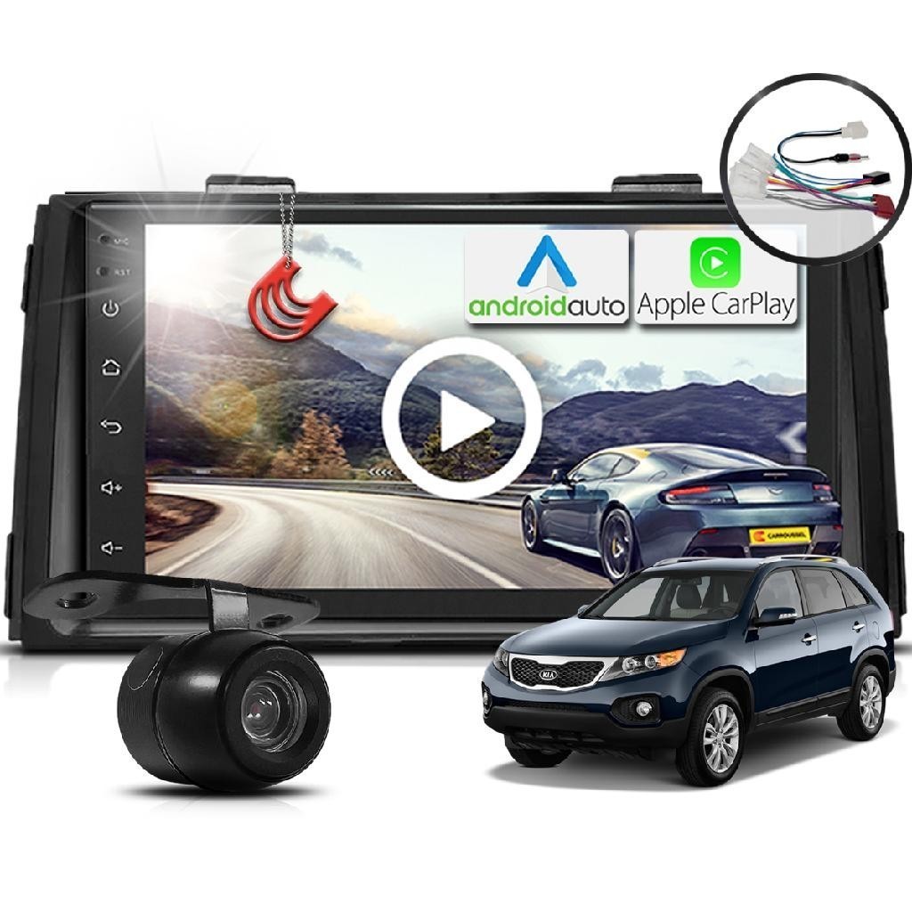 Kit Central Multimidia MP5 + Camera ré + Chicote + Moldura Kia Sorento 2010-2013 AndroidAuto CarPlay