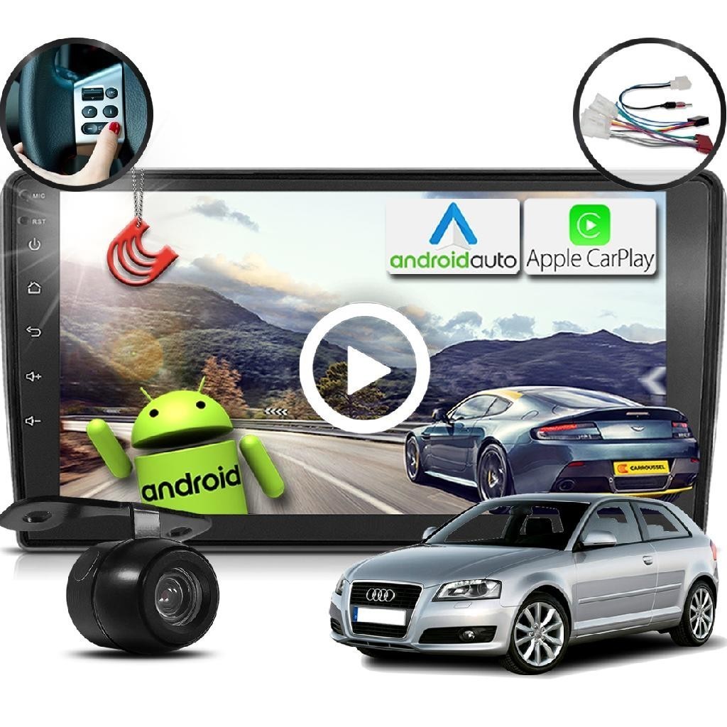 Combo Kit Central Multimidia MP5 Android 9" + Camera + Chicotes + Interface + Moldura  Audi A3 07/12