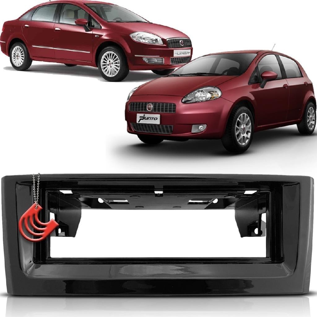 Moldura Painel 1Din para Rádio Som Aparelho Black Piano Fiat Punto 07/12 Linea 09/14 - Spare Parts and Accessories for Vehicles