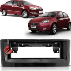 Moldura Painel 1Din para Rádio Som Aparelho Black Piano Fiat Punto 07/12 Linea 09/14
