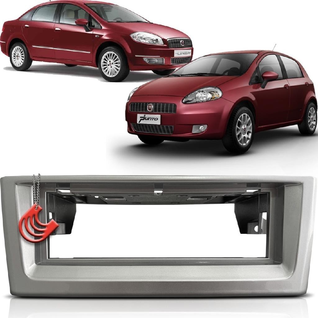Moldura Painel 1 Din para Rádio Som Aparelho Prata Fiat Punto 07/12 Linea 09/14 em Oferta na Shopee