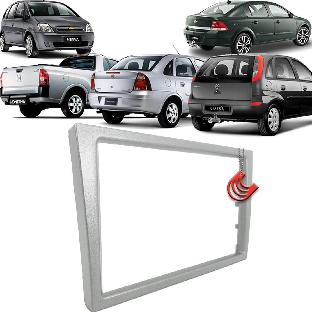Moldura Painel 2 Din Central Multimidia Dvd Mp5 Prata Vectra 06/11 Corsa 02/12 Montana 03/10 Meriva