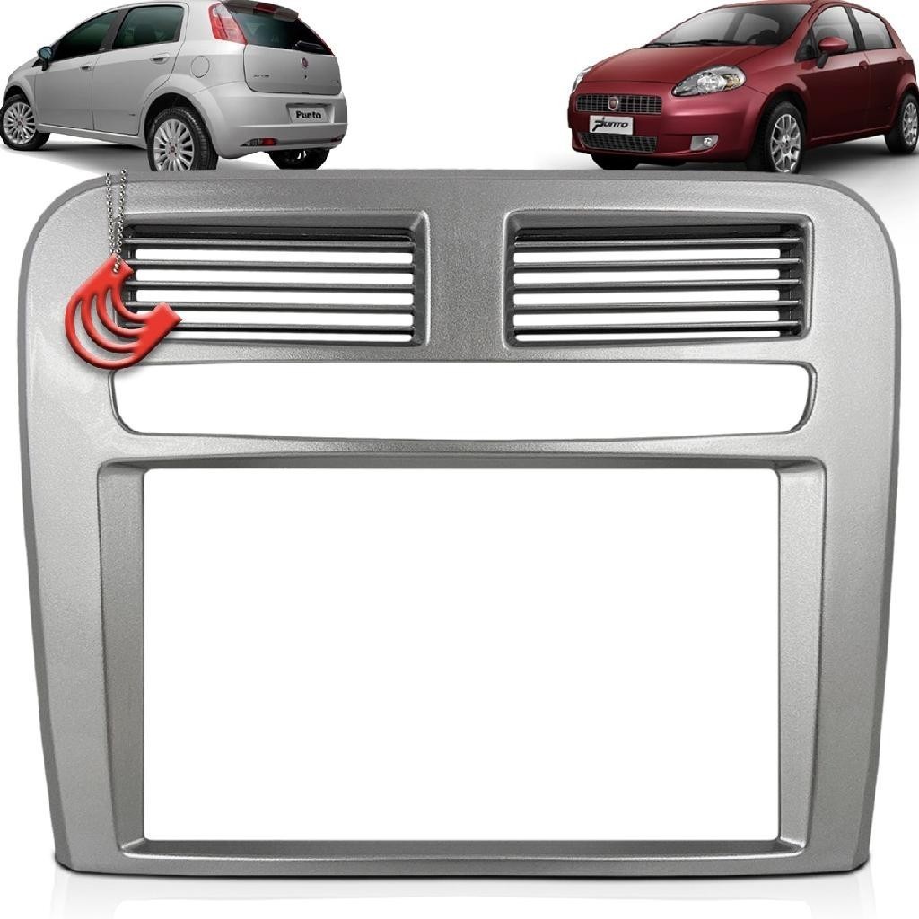 Moldura Painel 2 Din Central Multimidia Dvd Mp5 Tela Som Prata Fiat Punto 2007 a 2012