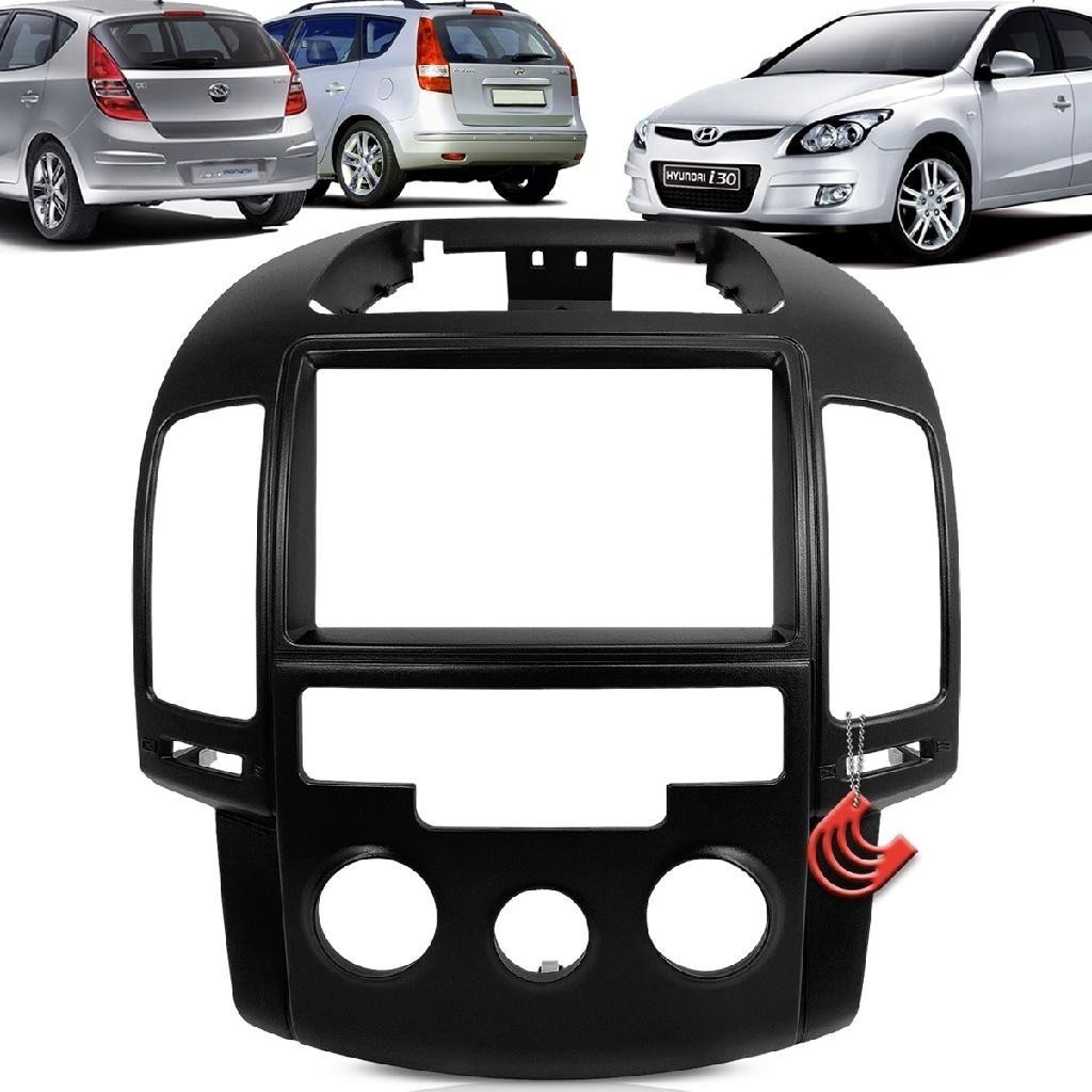 Moldura Painel 2 Din Central Multimidia Dvd Mp5 Preta Hyundai I30 08/12 Ar Analógico MPI MPFI GLS CW - Spare Parts and Accessories for Vehicles