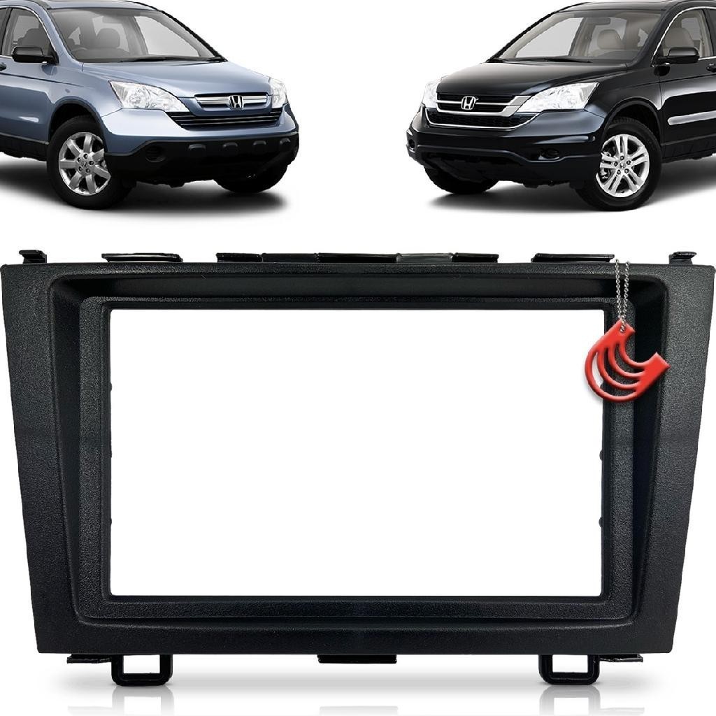 Moldura Painel 2 Din Central Multimidia Dvd Mp5 Preta Honda Crv 07/11 Lx Exl Ex Autoplast Expex