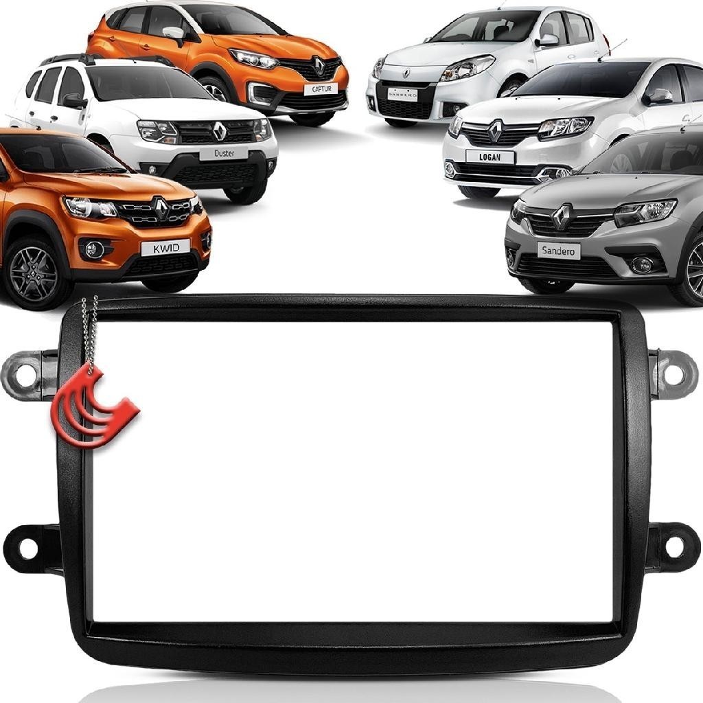 Moldura Painel 2 Din Central Multimidia Dvd Mp5 Japonês Preta Sandero Logan Duster Oroch Kwid Captur