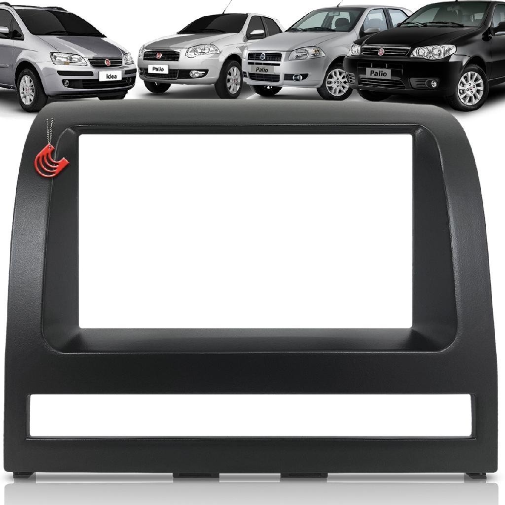 Moldura Painel 2 Din Central Multimidia Dvd Mp5 Preta Fiat Palio 04/12 Strada Siena 05/12 Idea 06/12