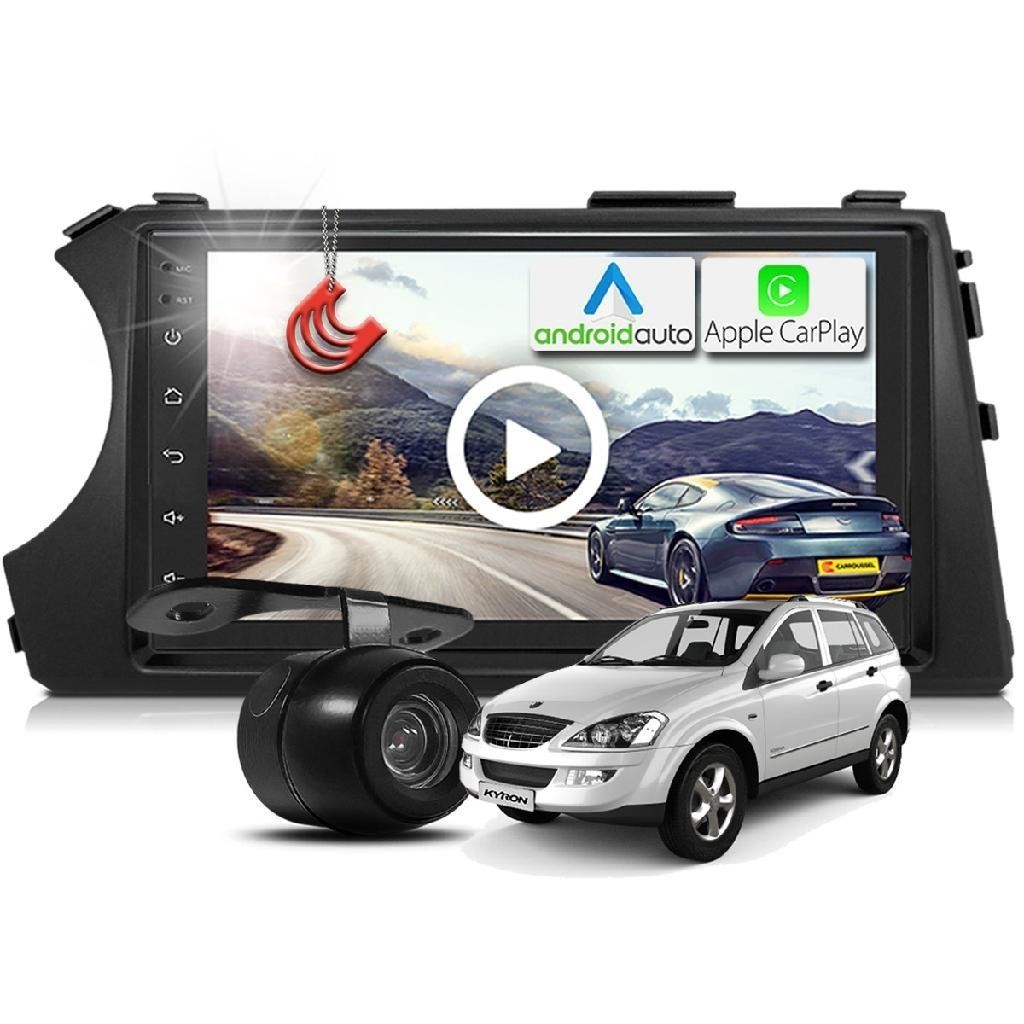 Combo Kit Central Multimidia MP5 + Camera de ré + Moldura Preta Ssangyong Kyron AndroidAuto CarPlay em Oferta na Shopee