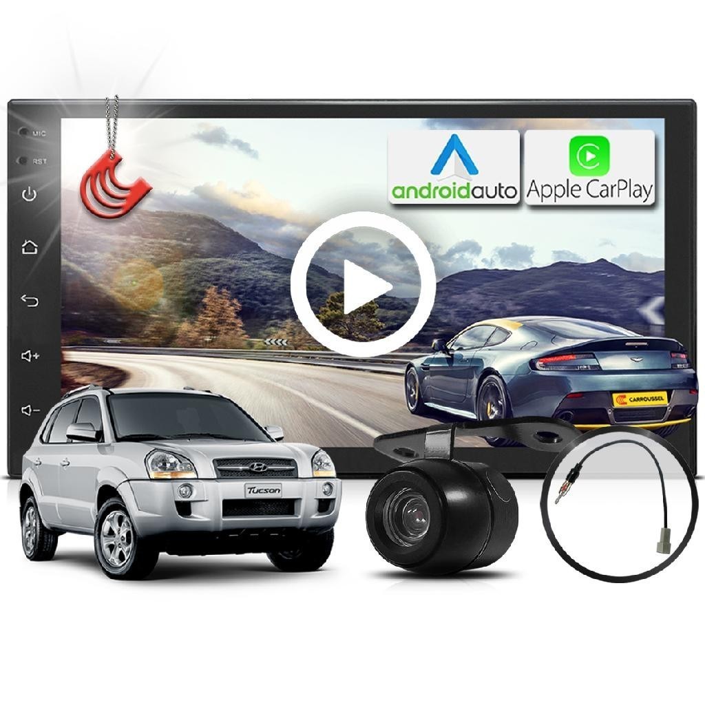 Combo Kit Central Multimidia MP5 + Camera de ré + Chicote Tucson 06/17 AndroidAuto CarPlay