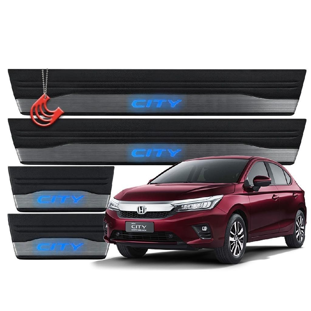 Jogo Kit Soleiras 4 Portas Honda City 2022/ - Protetora Iluminada Luz Led com Aço Escovado Adesiva em Oferta na Shopee