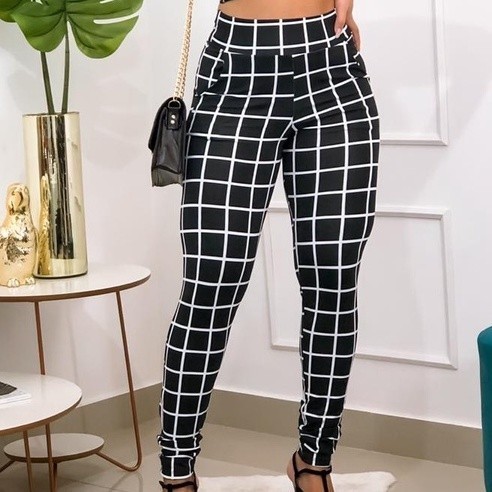 Calça Slim Blogueira De Sucesso Cintura Alta Malha Suplex em Oferta na Shopee