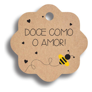 Tag Kraft Personalizada Doce Como Amor Mel + 120 adesivos em Oferta na Shopee