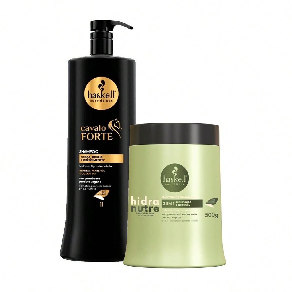 Kit Shampoo Haskell Cavalo Forte 1 Litro + Máscara Hidranutre 500g