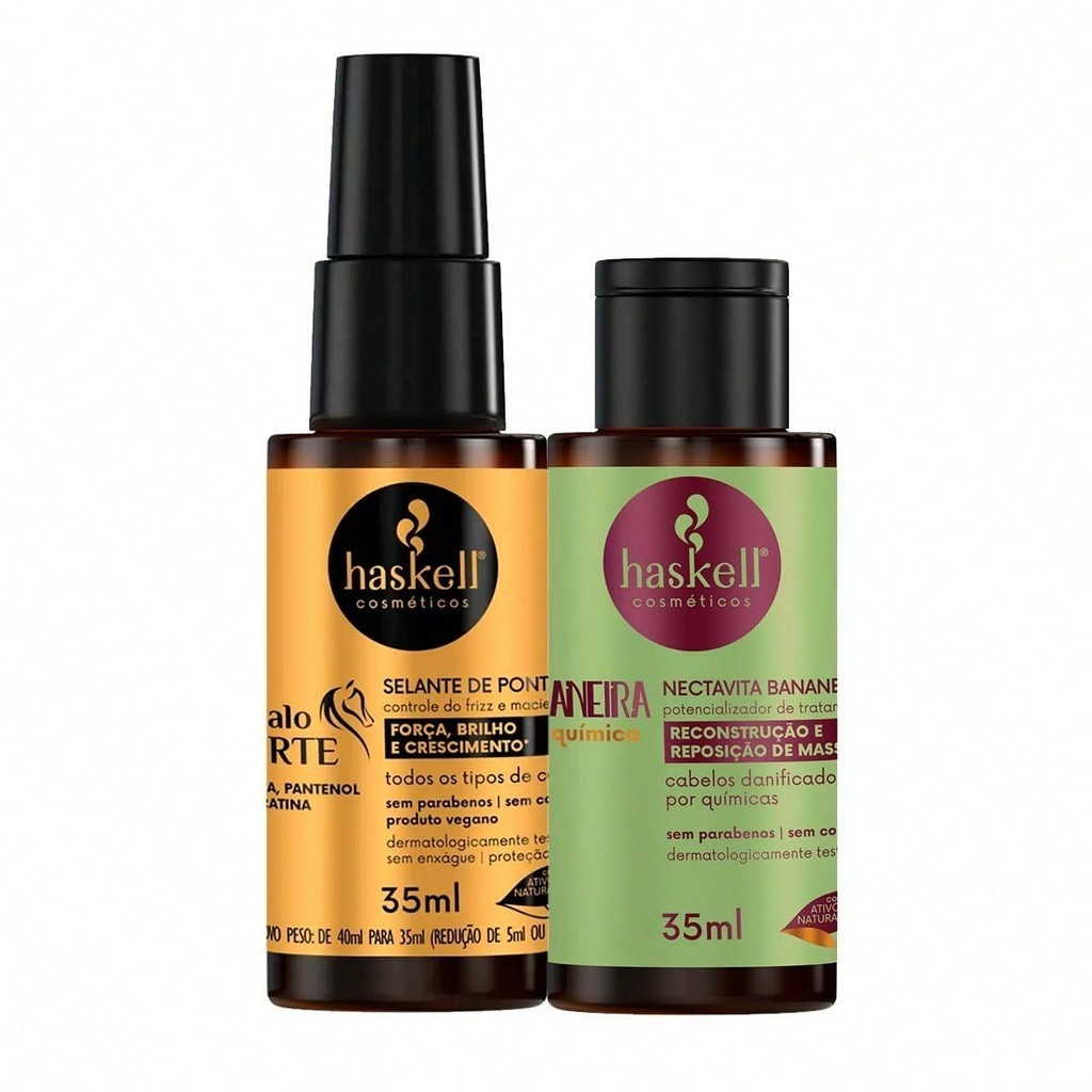 Kit Haskell Reparador de Pontas Cavalo Forte + Nectavita Haskell Bananeira (Potencializador de Tratamento Capilar)