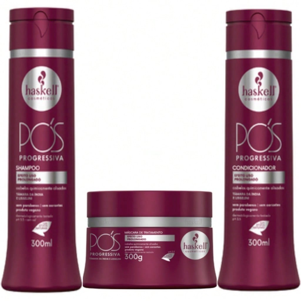 Trio Haskell Pós Progressiva 300ml - Prolonga Efeito Liso Reduz Frizz