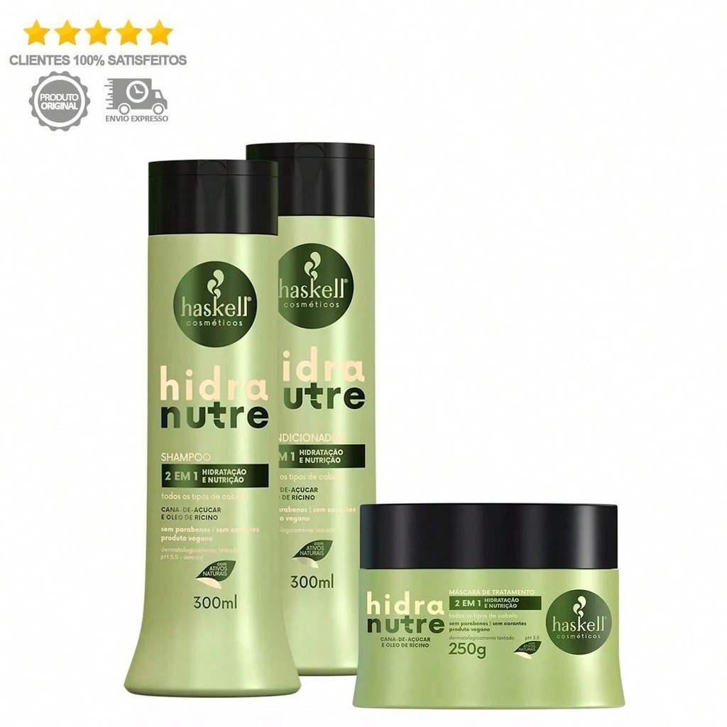 Trio Haskell Hidranutre 300ml - Hidratação e Nutrição Capilar ao Mesmo Tempo!