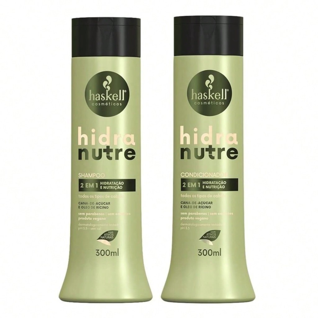 Kit Haskell Hidranutre Shampoo, Condicionador 300ml - 2 em 1  Hidratação e Nutrição