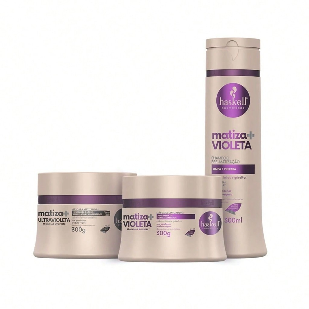 Kit Haskell Matiza+ 300g Completo 3 Produtos Para Cabelos Loiros e Grisalhos