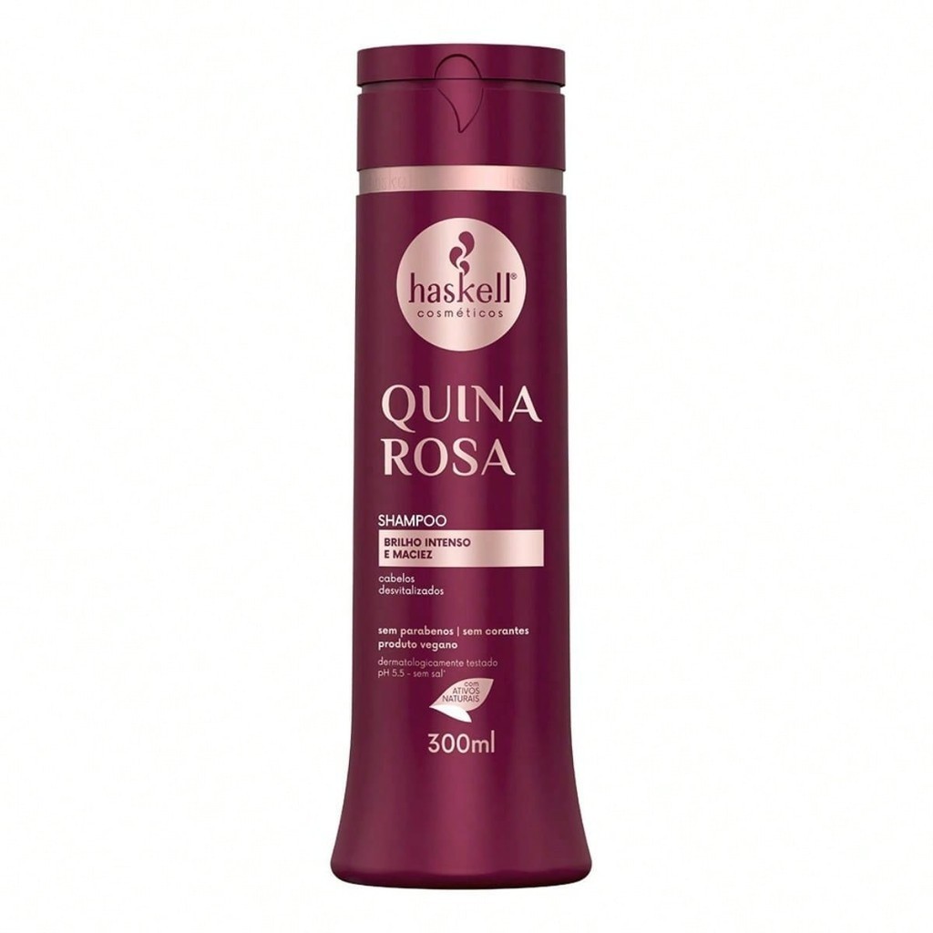 Shampoo Haskell Quina Rosa 300ml - Brilho Intenso e Maciez