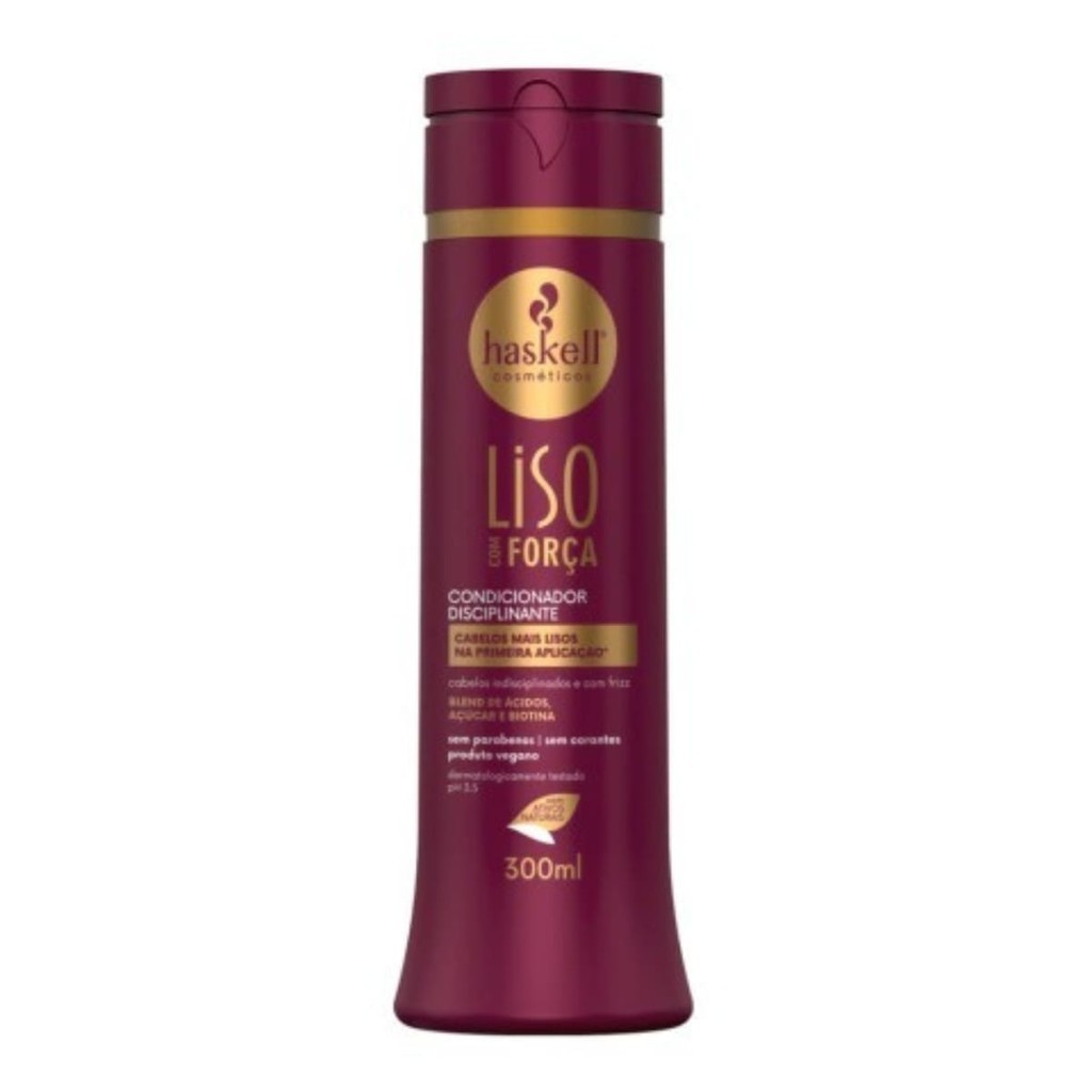 Condicionador Haskell Disciplinante Liso com Força 300ml - Cabelos com Frizz