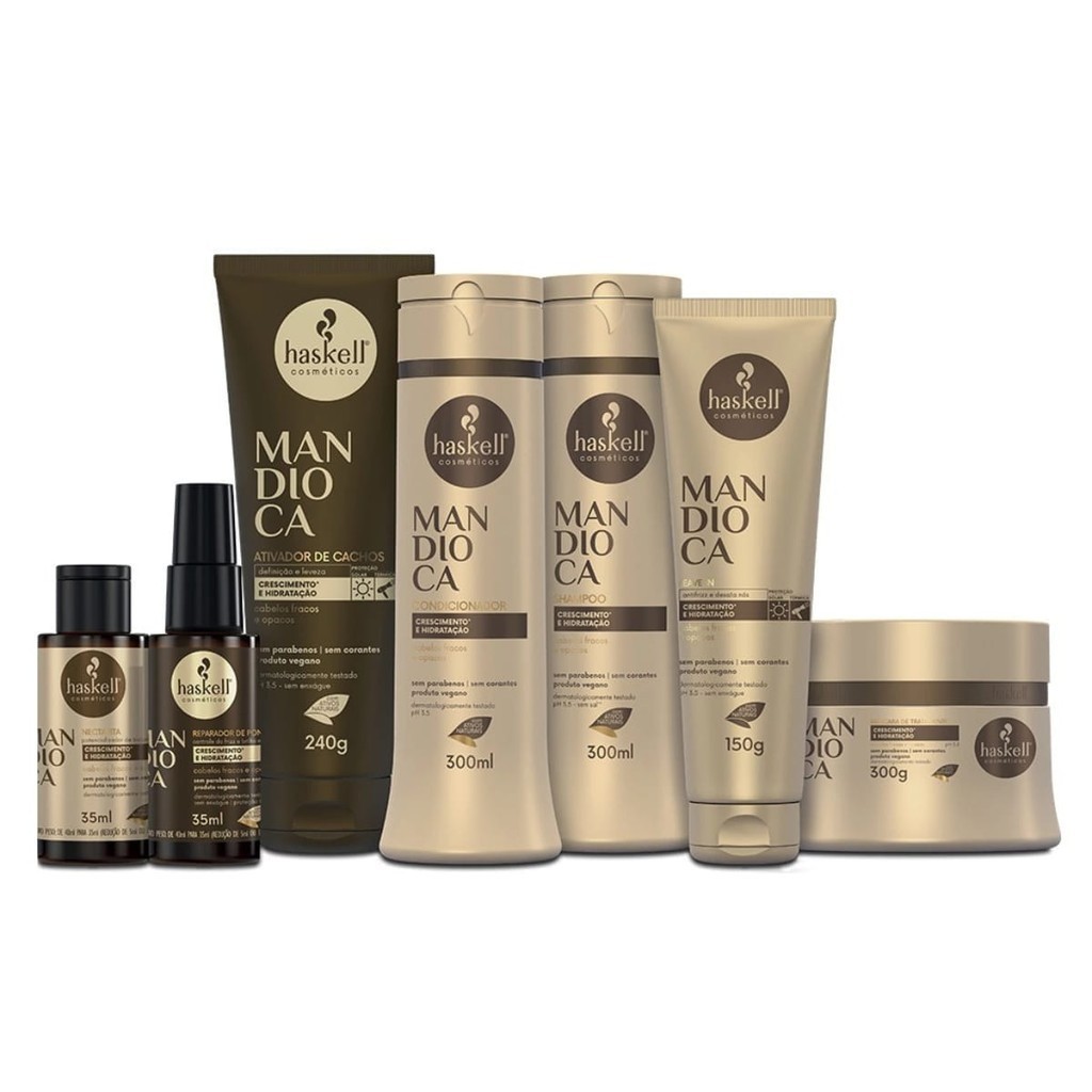 Kit Haskell Mandioca Completo 300ml - 7 Produtos Crescimento e Hidratação