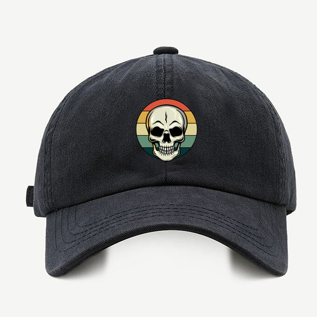 Bone baseball Masculino Preto branco Bage Caveira Skull Com regulador de tamanho