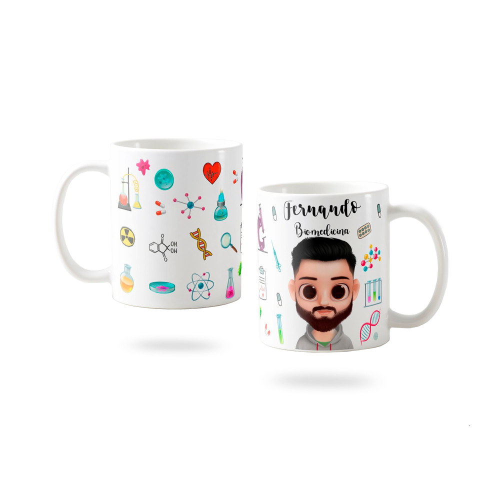 Caneca de Porcelana personalizada Canecas Personalizadas Avatar Caneca de Profissões com foto Profissão Biomedicina